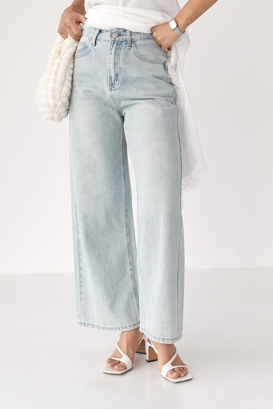 Прямі блакитні джинси Wide leg